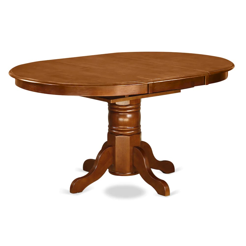 AVPL7-SBR-C 7 PcAvon Dining Table featuring Leaf and 6 Fabric Seat Chairs in Saddle Brown .. Picture 3