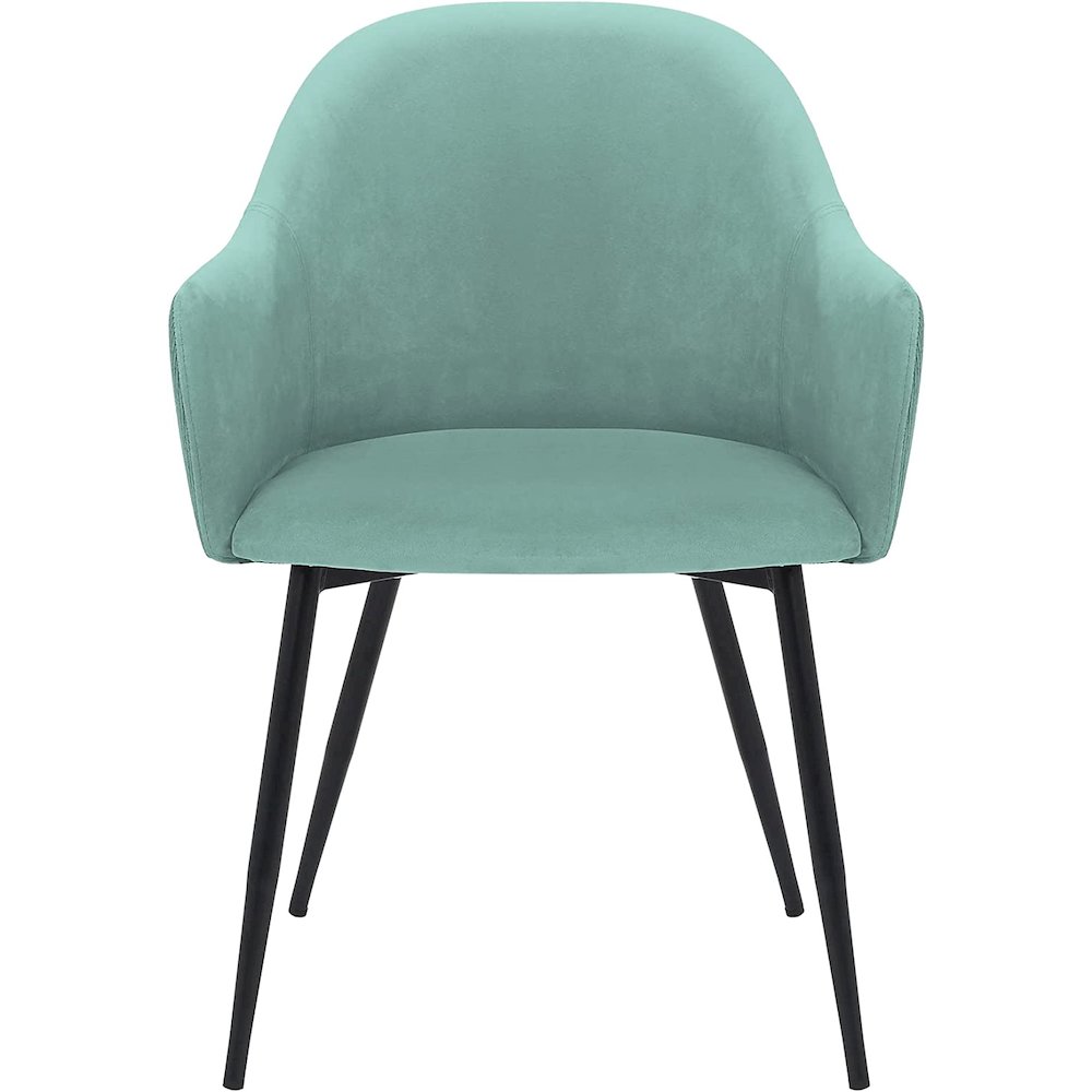 Pixie Two Tone Teal Fabric Dining Room Chair with Black Metal Legs. Picture 2