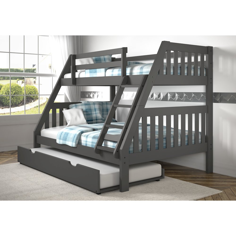 Twin/Full Mission Bunk Bed W/Twin Trundle. Picture 1