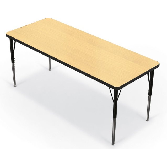 Activity Table - 24"X60" Rectangle - Fusion Maple Top Surface - Black Edgeband. Picture 1