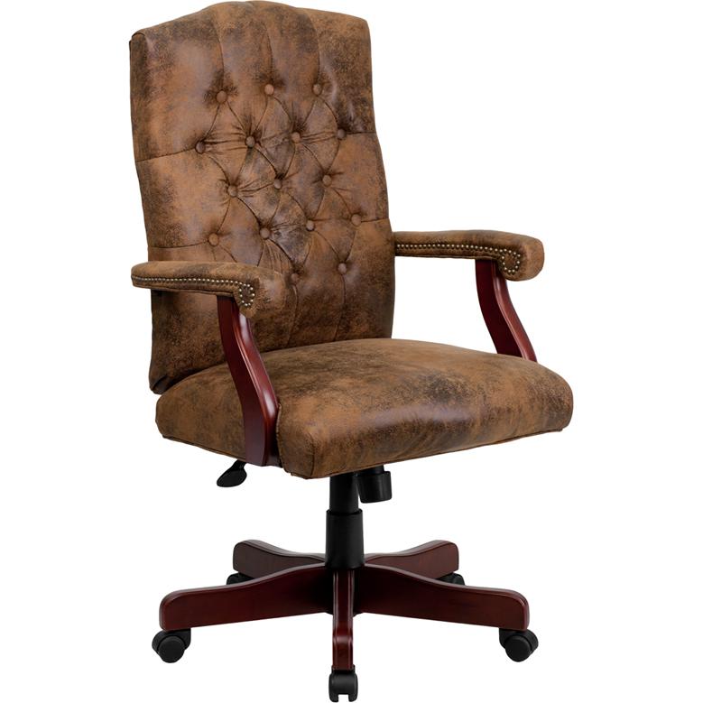 Bomber Brown Classic Executive Swivel Office Chair with Arms. The main picture.