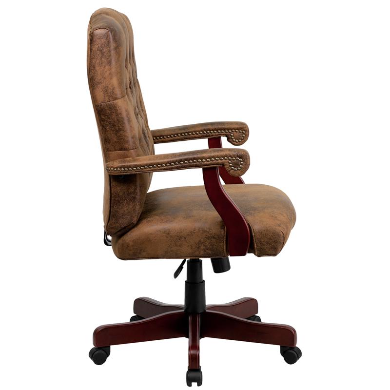 Bomber Brown Classic Executive Swivel Office Chair with Arms. Picture 2