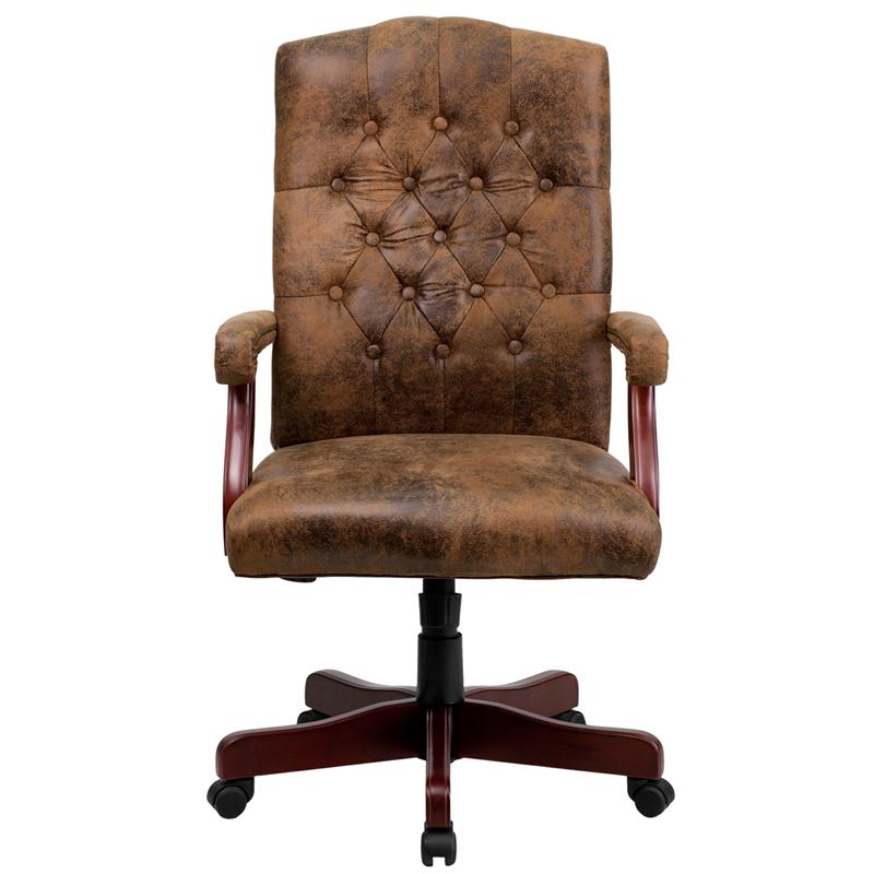 Bomber Brown Classic Executive Swivel Office Chair with Arms. Picture 4