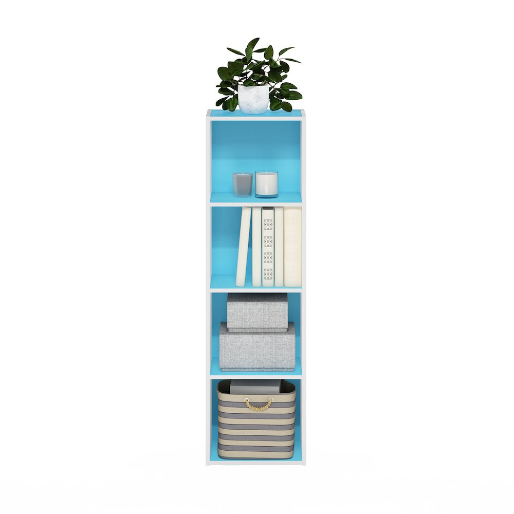 Furinno Pasir 4-Tier Open Shelf Bookcase, Light Blue/White. Picture 4