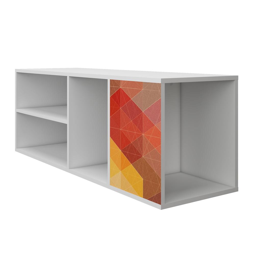 Minetta 46" Floating Entertainment Center with 4 Shelves  in White,  Red, Yellow Stamp. Picture 4