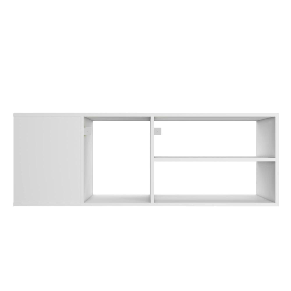 Minetta 46" Floating Entertainment Center with 4 Shelves  in White,  Red, Yellow Stamp. Picture 8