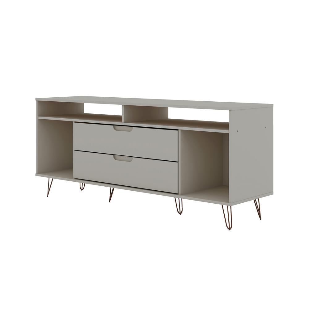 Rockefeller 62.99 TV Stand with Metal Legs and 2 Drawers in Off White. Picture 6