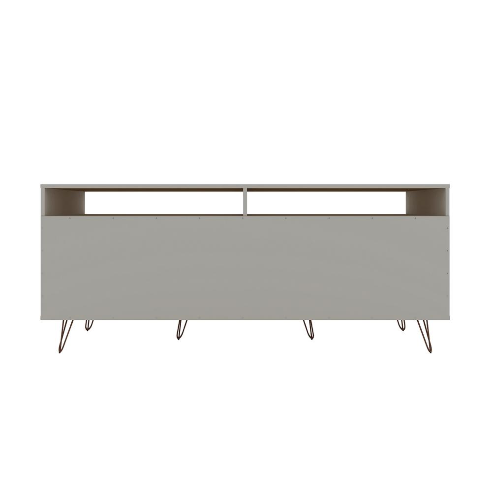 Rockefeller 62.99 TV Stand with Metal Legs and 2 Drawers in Off White. Picture 8