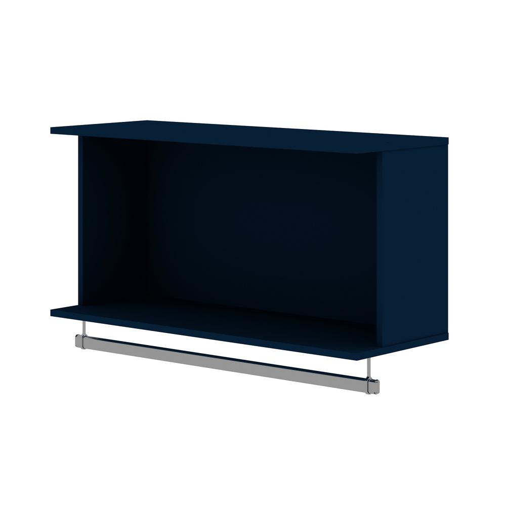 Rockefeller 35.24 Open Floating Hanging Closet with Shelf and Hanging Rod  in Tatiana Midnight Blue. Picture 4