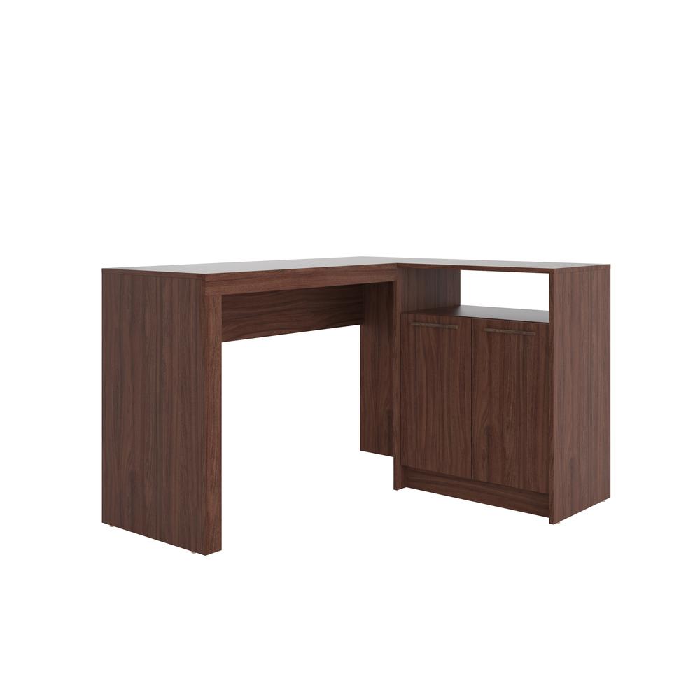 Kalmar L -Shaped Office Desk in Dark Brown. Picture 1