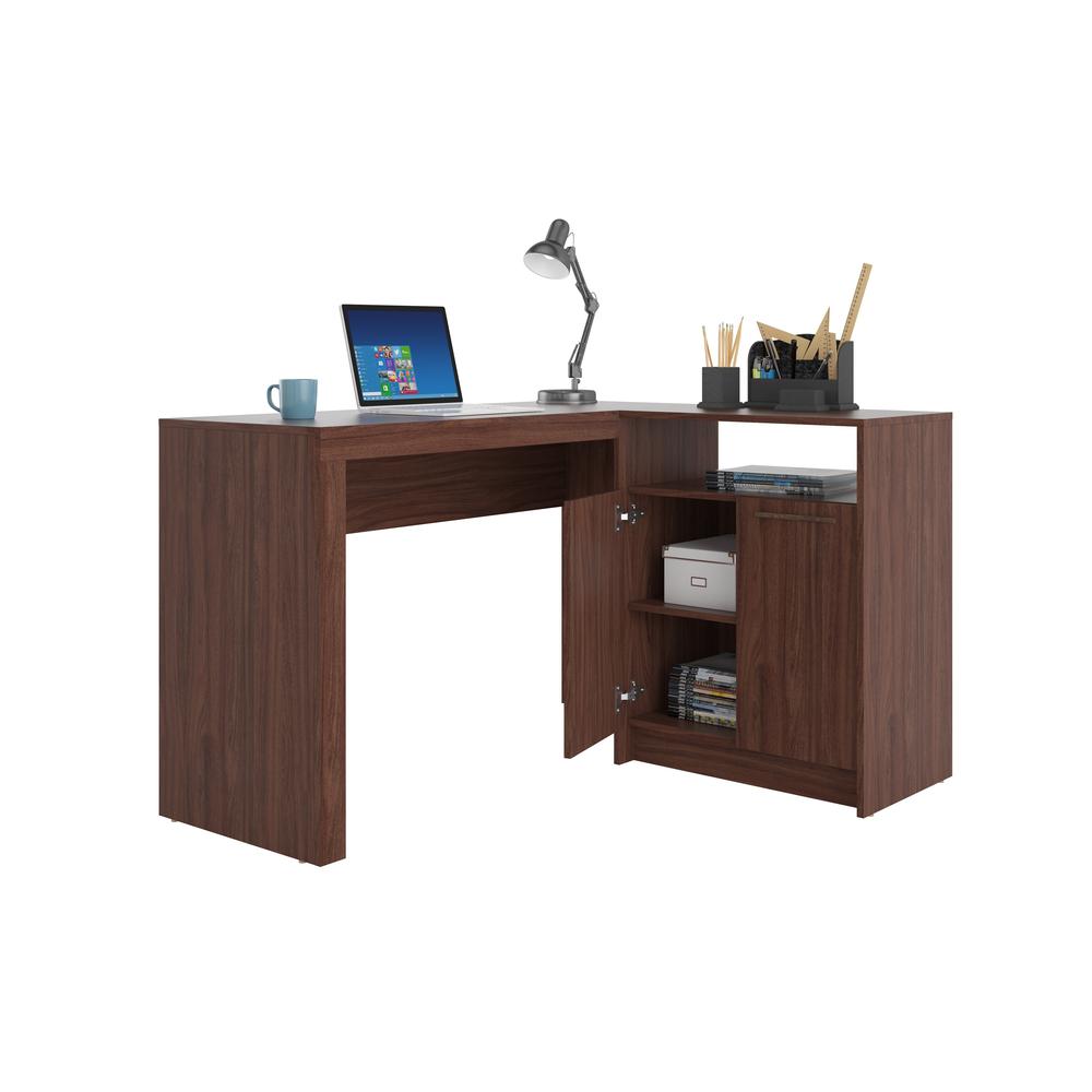 Kalmar L -Shaped Office Desk in Dark Brown. Picture 4