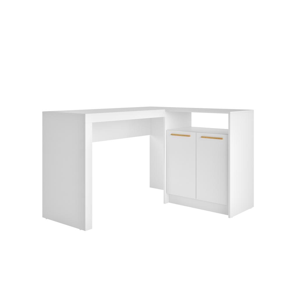 Kalmar L -Shaped Office Desk in White. Picture 1