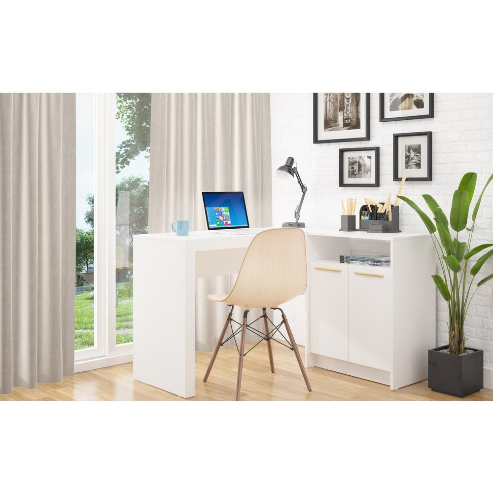 Kalmar L -Shaped Office Desk in White. Picture 2
