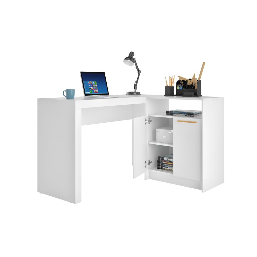 Kalmar L -Shaped Office Desk in White. Picture 4