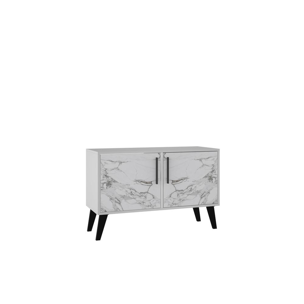 Amsterdam Double Side Table 2.0 in White Marble. The main picture.