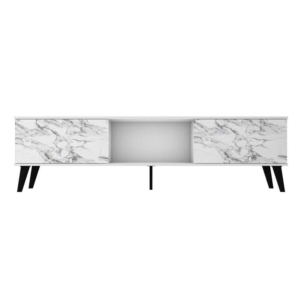 Doyers 70.87 TV Stand in White and Marble Stamp. Picture 1