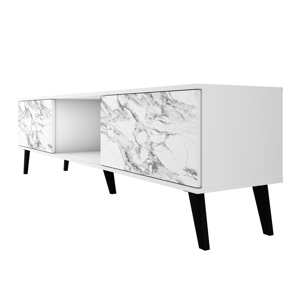 Doyers 70.87 TV Stand in White and Marble Stamp. Picture 5