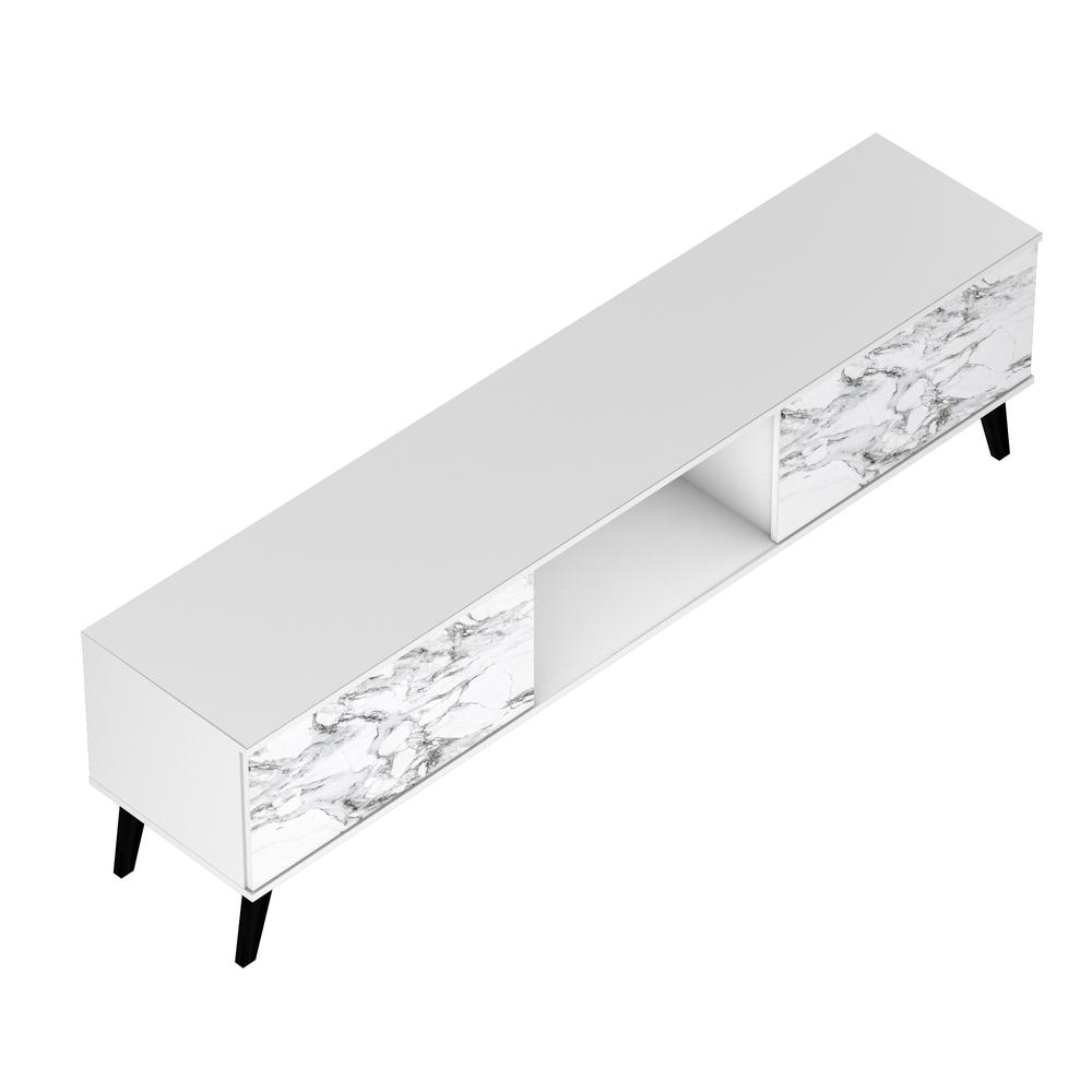 Doyers 70.87 TV Stand in White and Marble Stamp. Picture 7