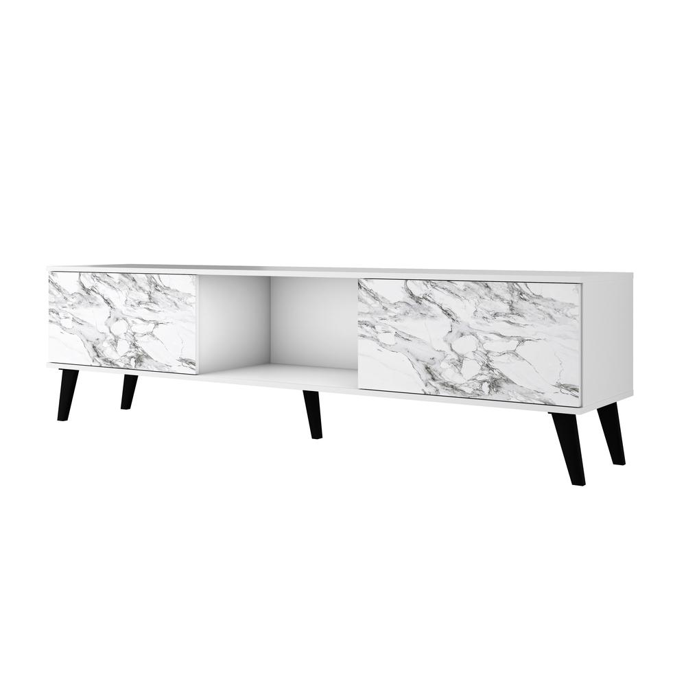Doyers 70.87 TV Stand in White and Marble Stamp. Picture 9