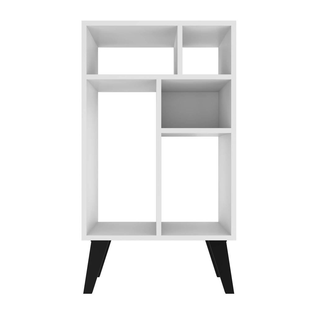 Warren Low Bookcase 3.0 with 5 Shelves  in White with Black Feet. Picture 1
