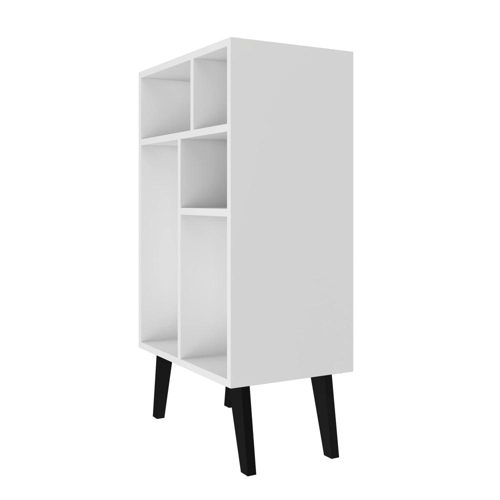 Warren Low Bookcase 3.0 with 5 Shelves  in White with Black Feet. Picture 4
