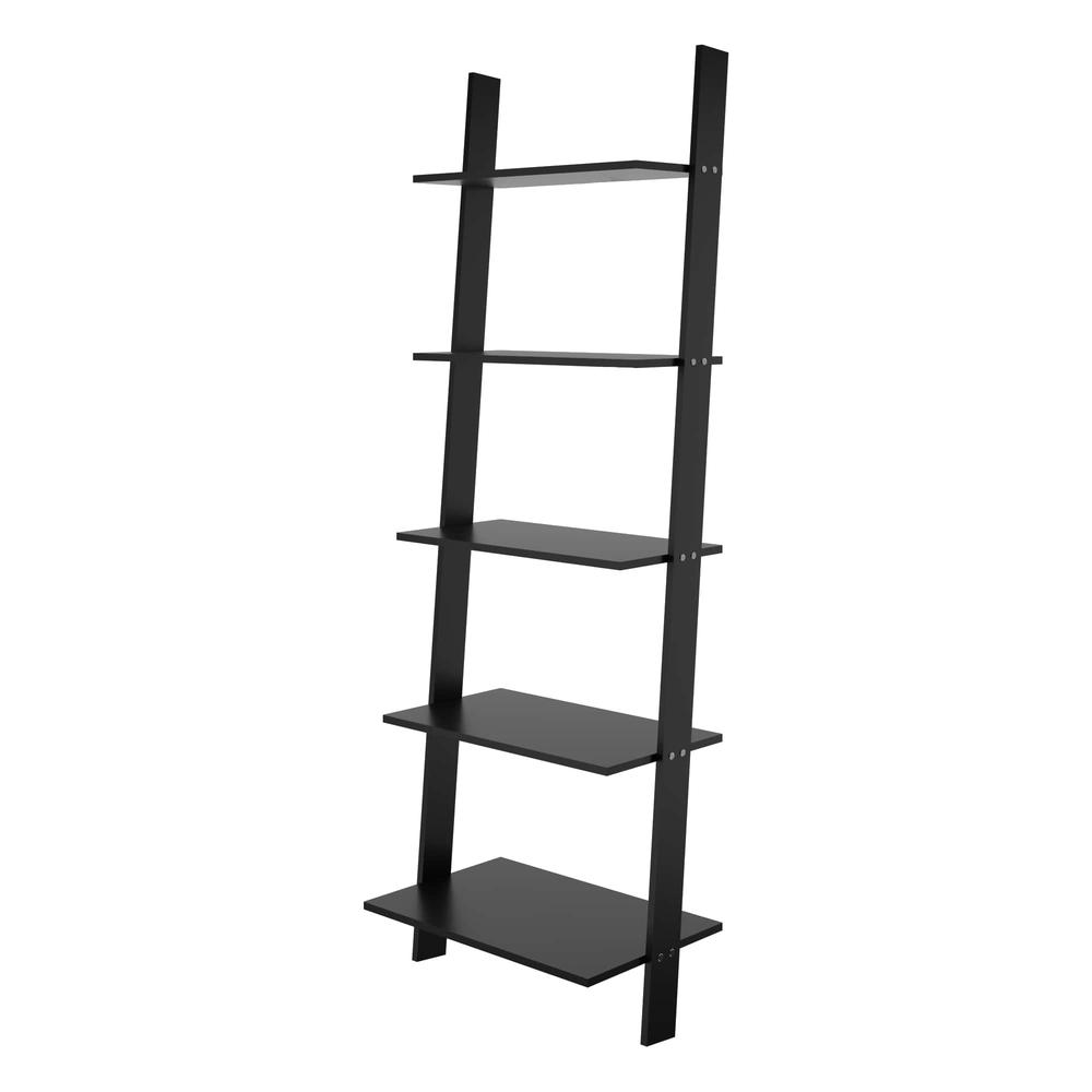 Cooper 5-Shelf Floating  Ladder Bookcase in Black. The main picture.