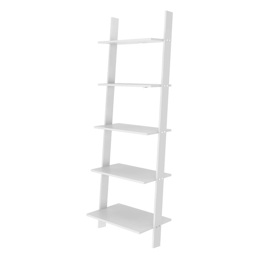 Cooper 5-Shelf  Floating Ladder Bookcase in White. The main picture.