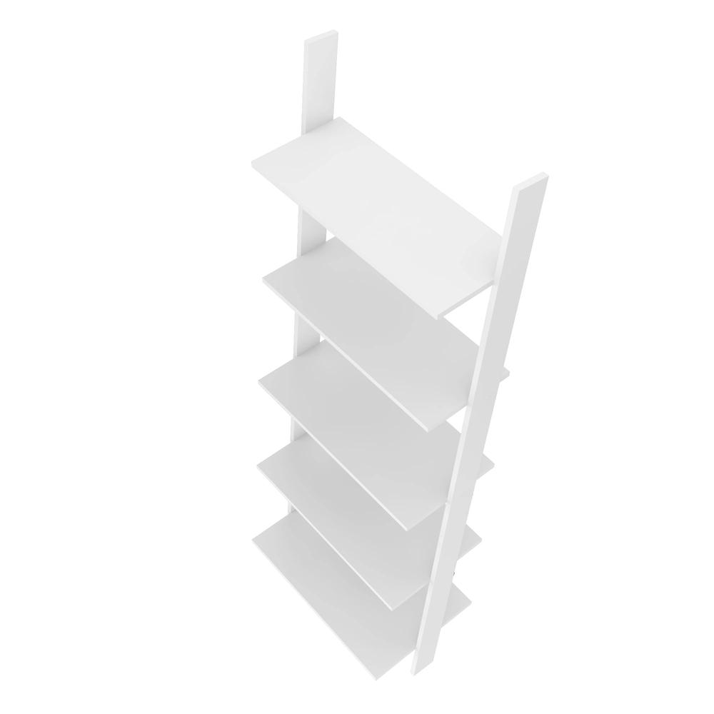 Cooper 5-Shelf  Floating Ladder Bookcase in White. Picture 5