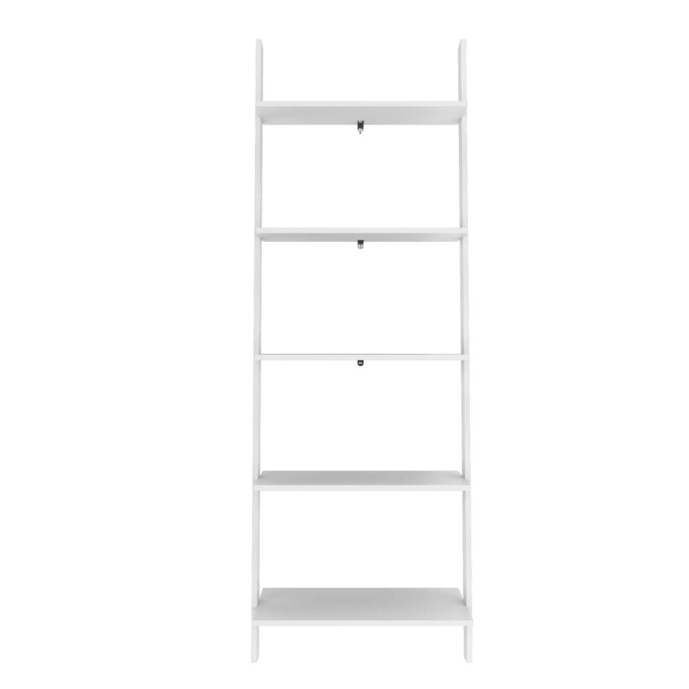 Cooper 5-Shelf  Floating Ladder Bookcase in White. Picture 7