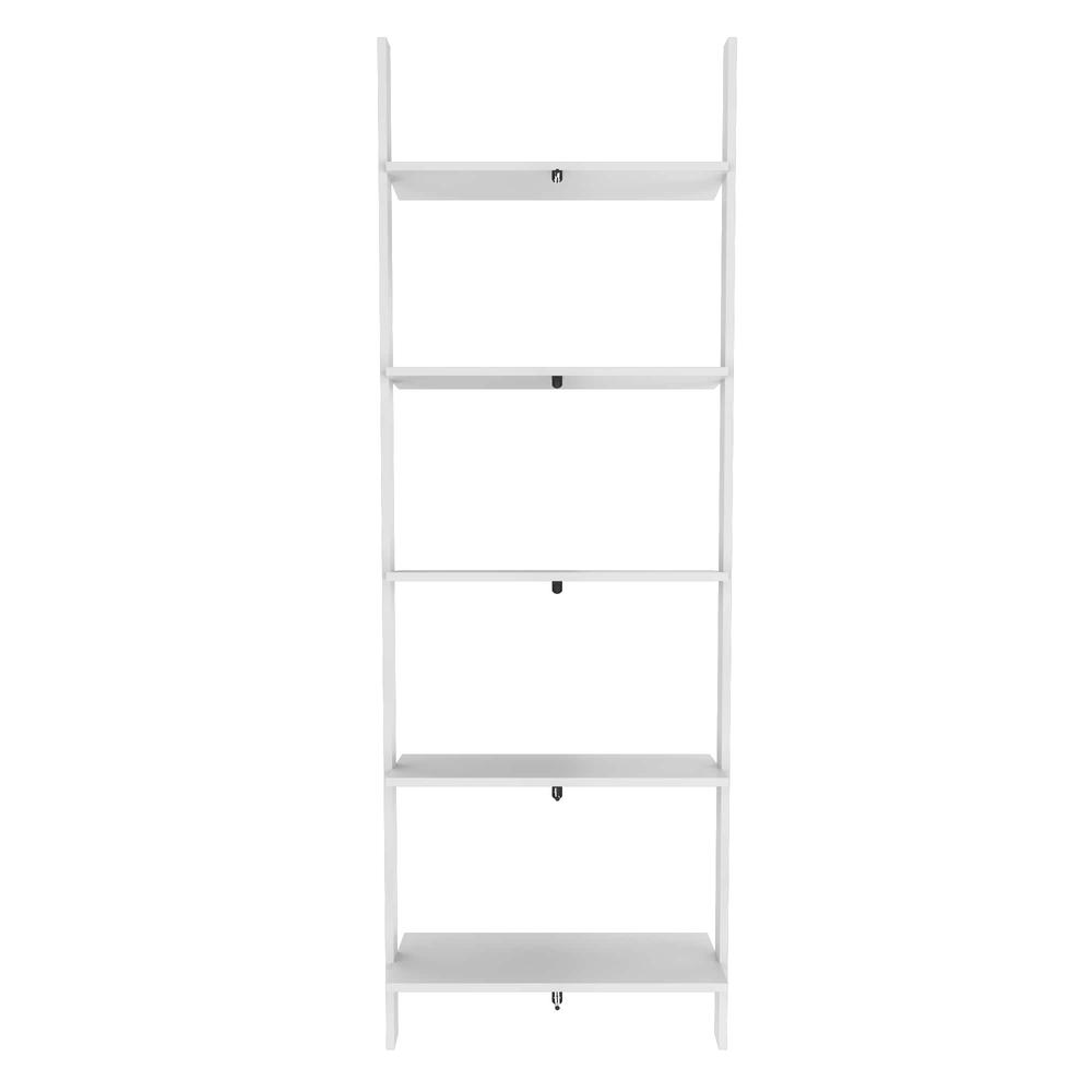 Cooper 5-Shelf  Floating Ladder Bookcase in White. Picture 8