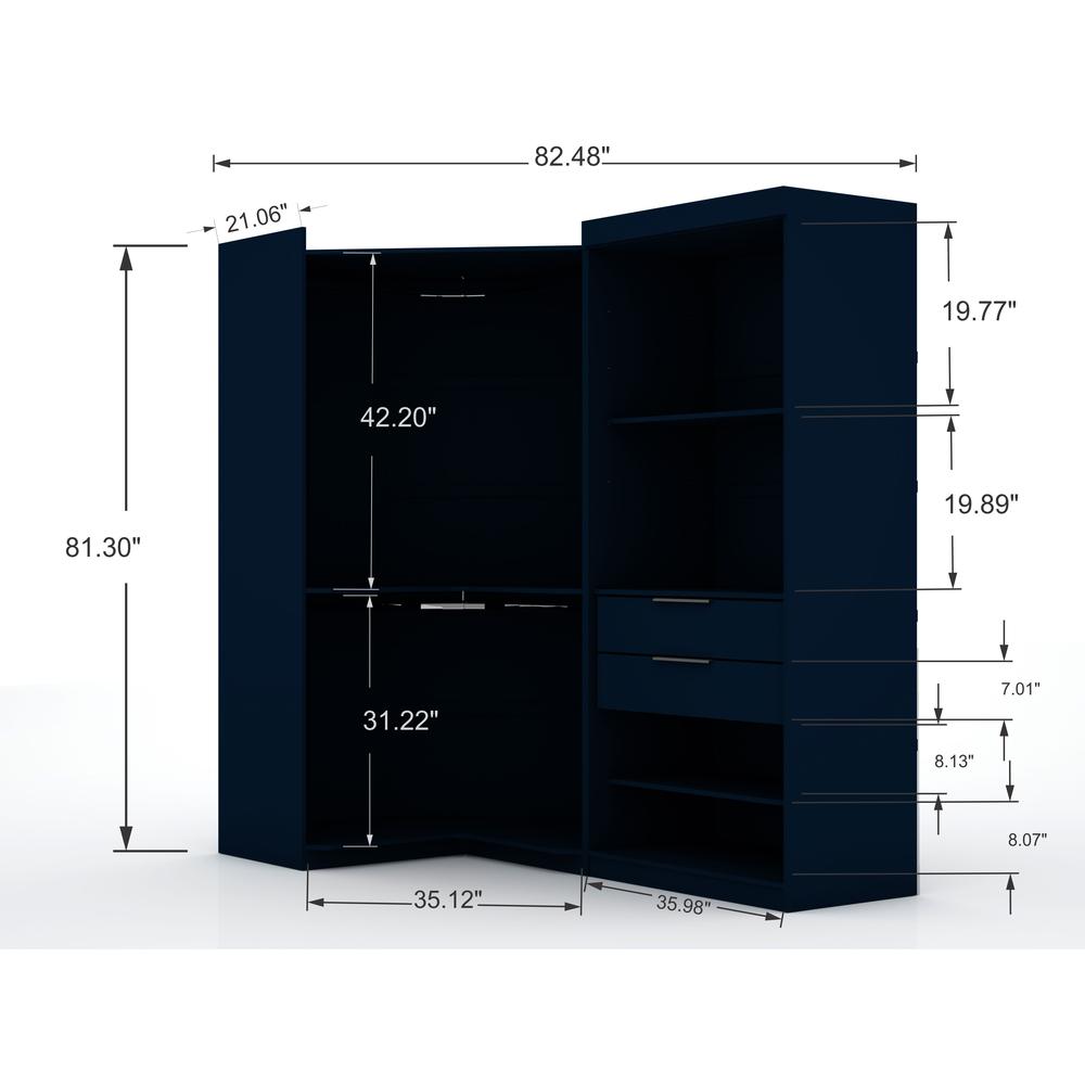 Mulberry Open 2 Sectional Corner Closet - Set of 2 in Tatiana Midnight Blue. Picture 3