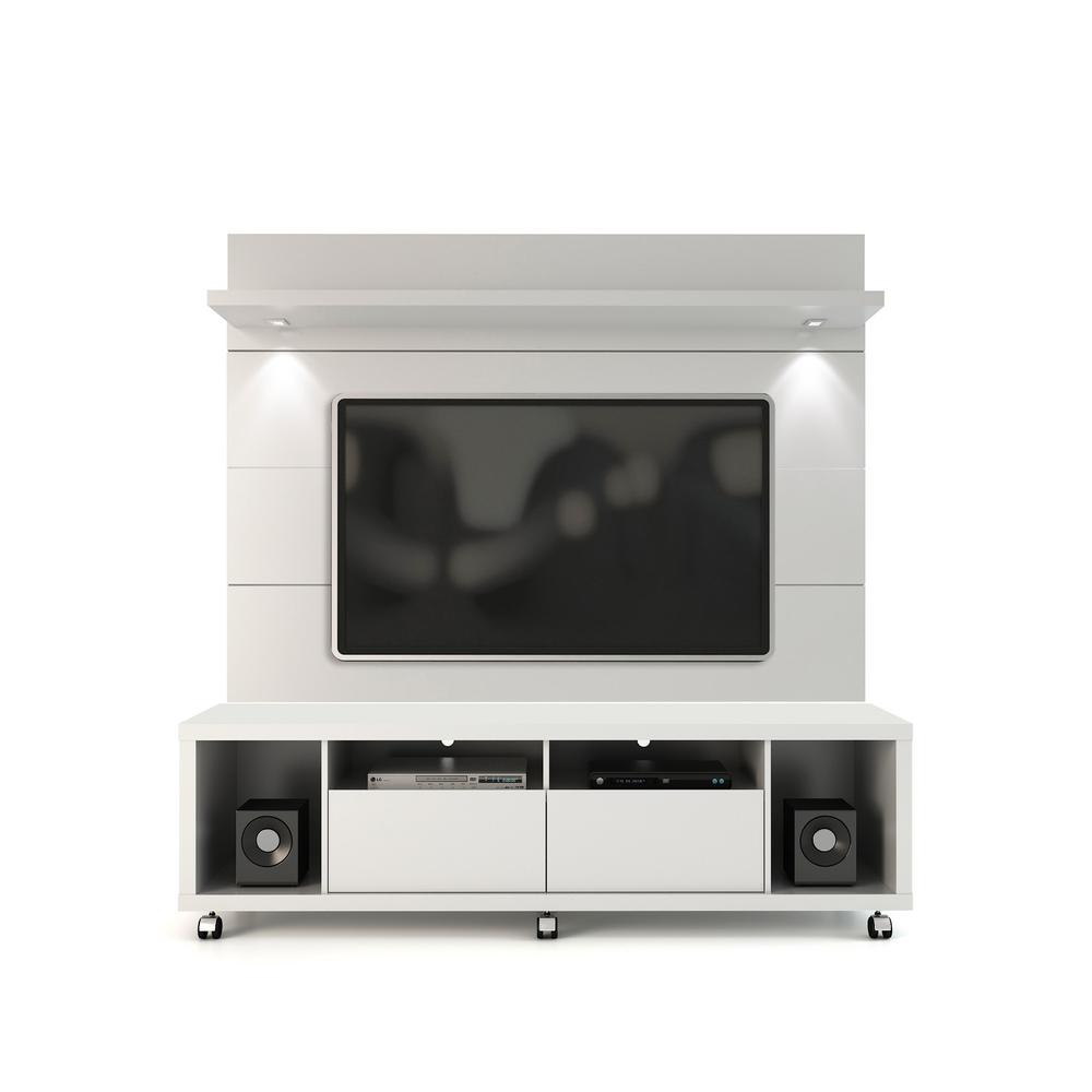 Cabrini TV Stand and Floating Wall TV Panel 1.8 in White Gloss. The main picture.