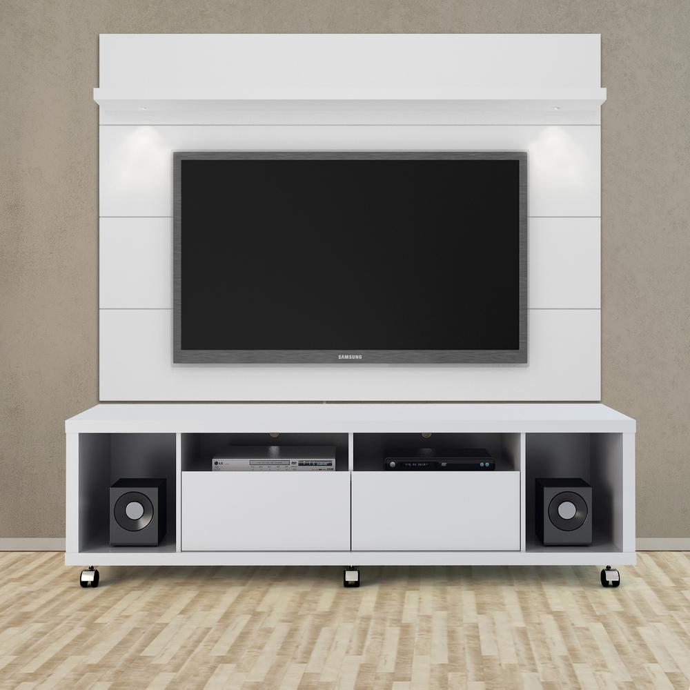 Cabrini TV Stand and Floating Wall TV Panel 1.8 in White Gloss. Picture 2