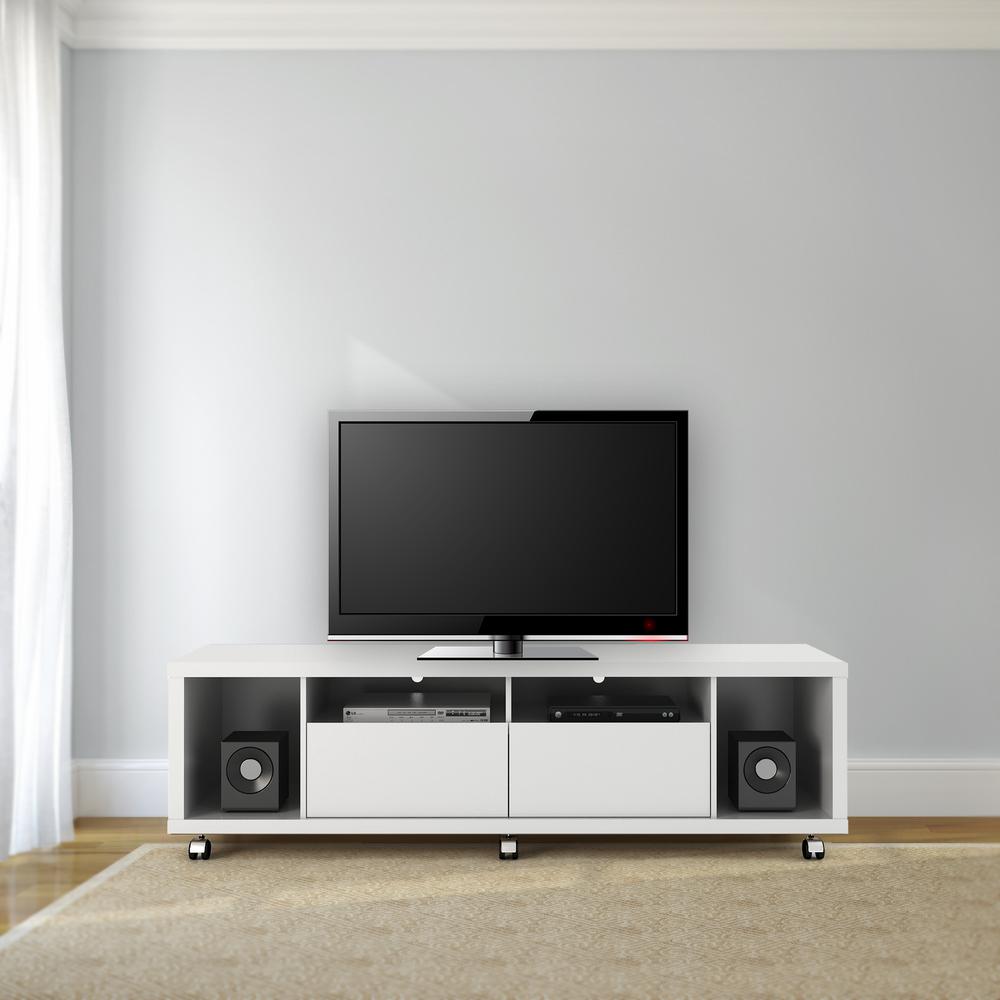 Cabrini TV Stand and Floating Wall TV Panel 1.8 in White Gloss. Picture 5