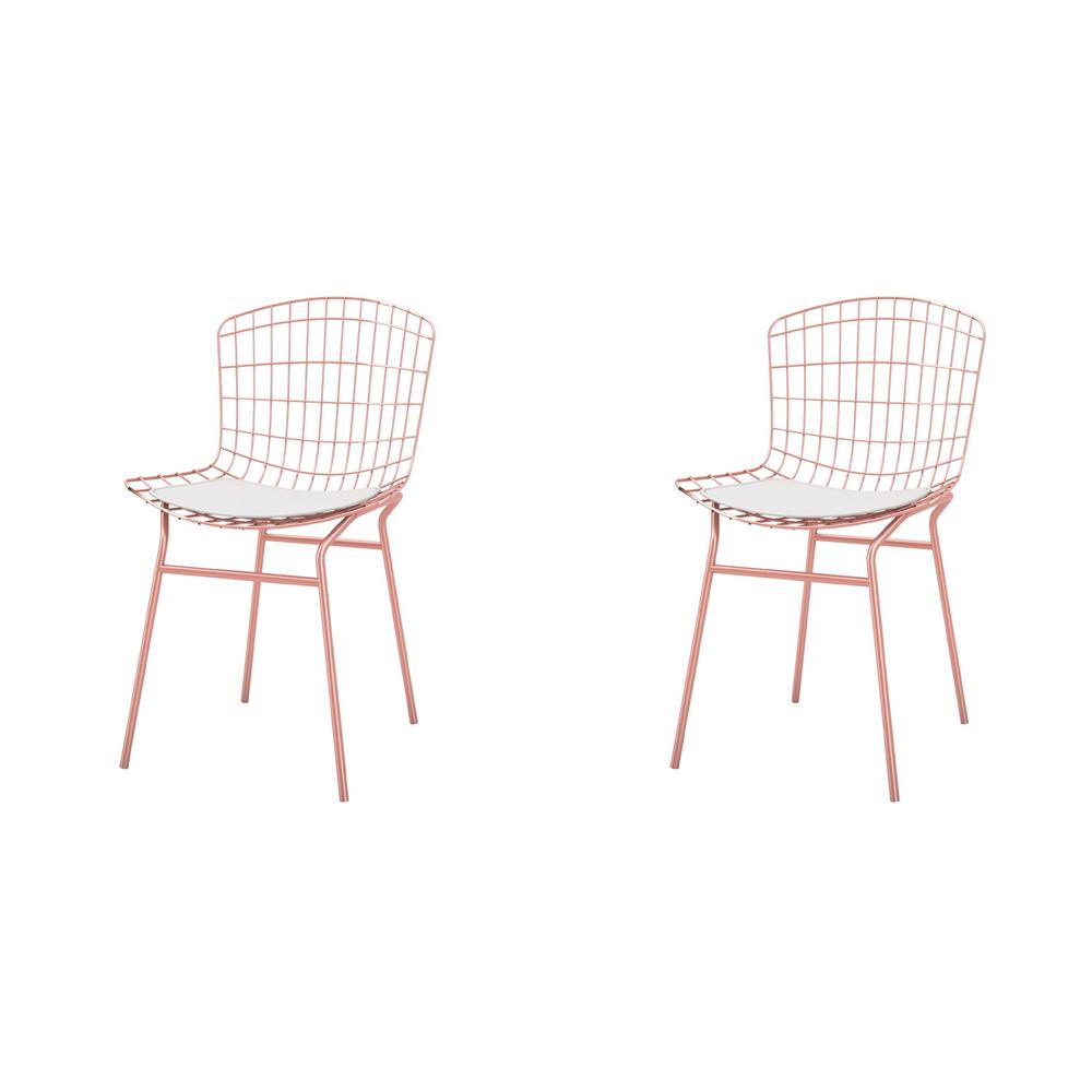 Madeline Chair, Set of 2 with Seat Cushion in Rose Pink Gold and White. Picture 1