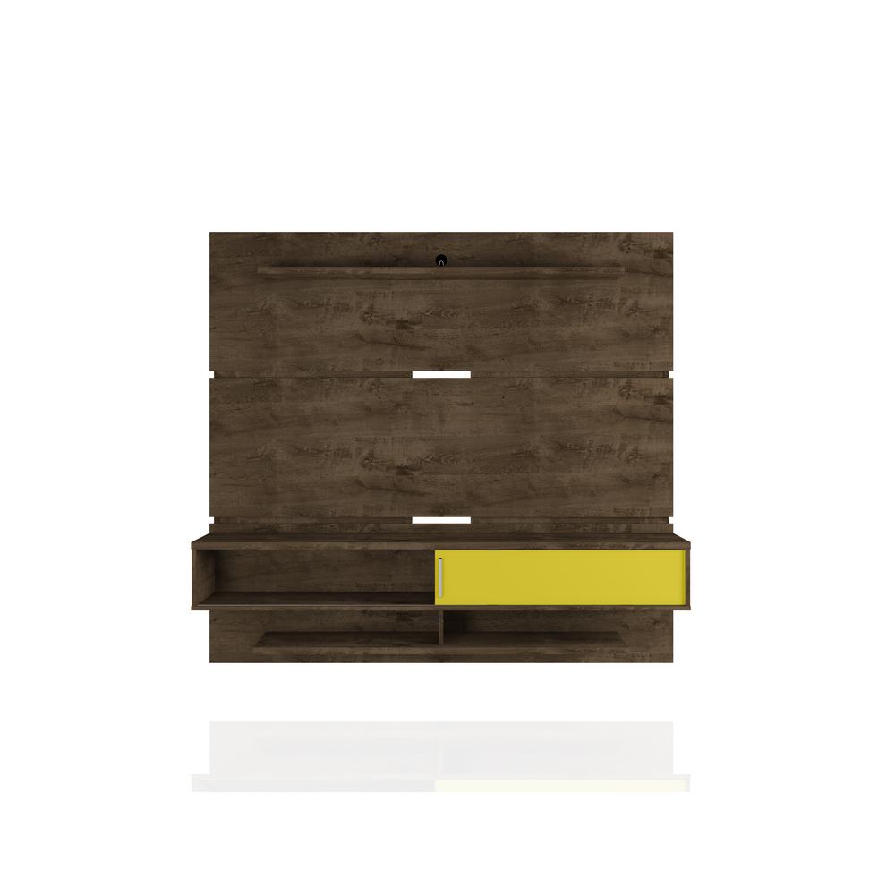 Astor 70.86 Floating Entertainment Center in Rustic Brown and Yellow. Picture 1