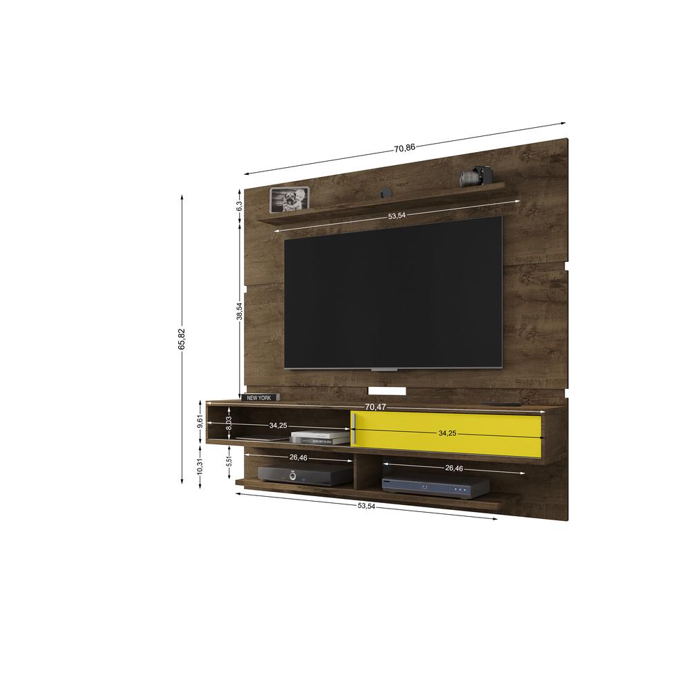 Astor 70.86 Floating Entertainment Center in Rustic Brown and Yellow. Picture 3