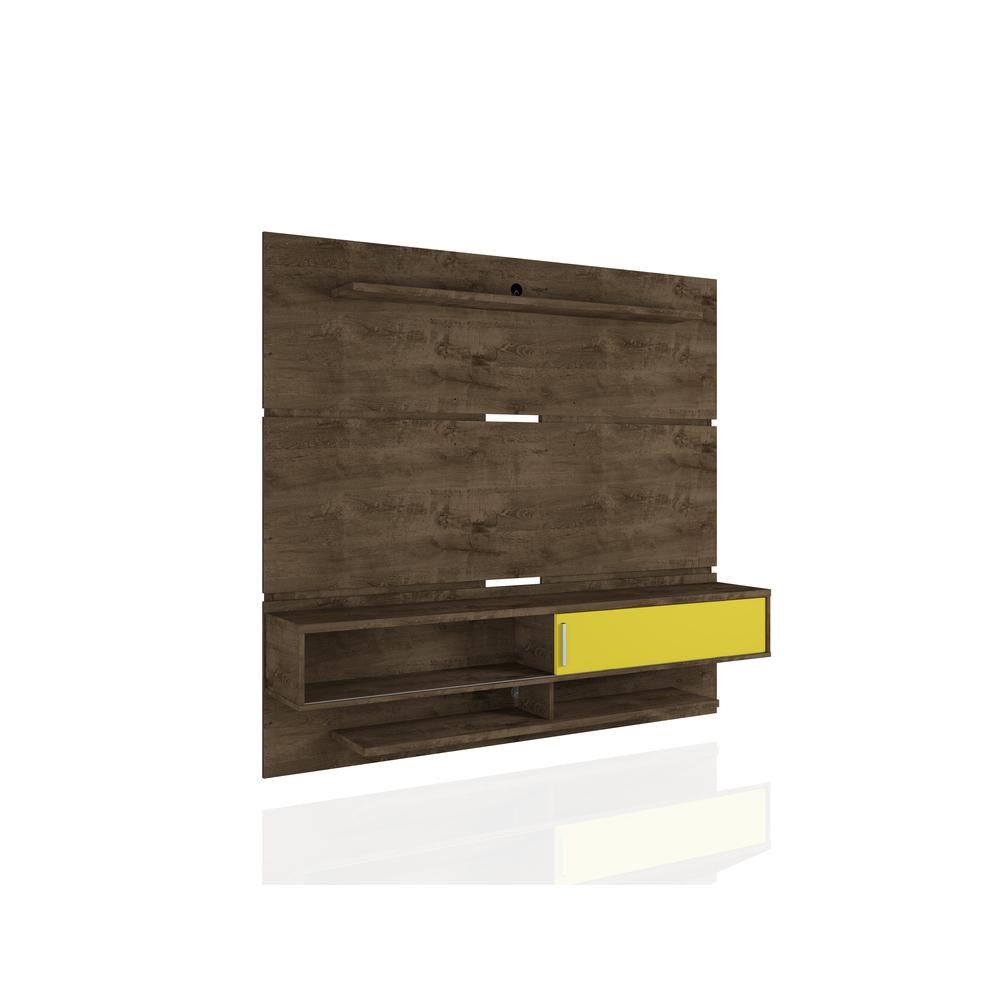 Astor 70.86 Floating Entertainment Center in Rustic Brown and Yellow. Picture 4