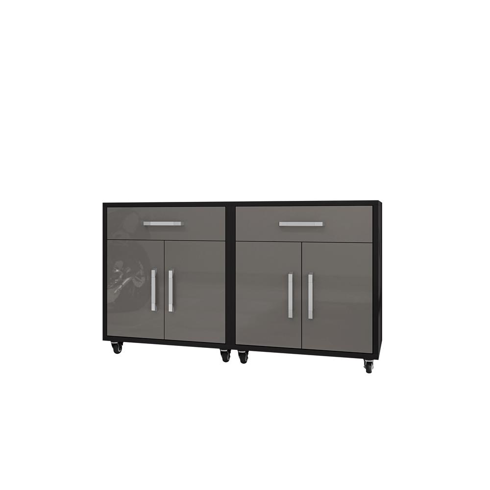 Eiffel 28.35" Mobile Garage Storage Cabinet with 1 Drawer in Grey Gloss. Picture 2