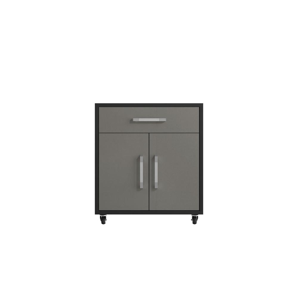 Eiffel 28.35" Mobile Garage Storage Cabinet with 1 Drawer in Grey Gloss. Picture 16