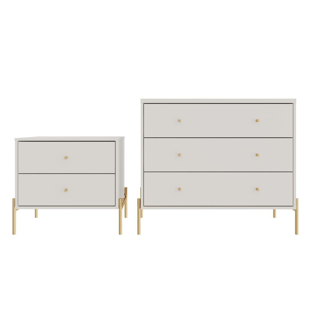 Jasper Full Extension Dresser and Nightstand Set of 2 in Off White. Picture 1