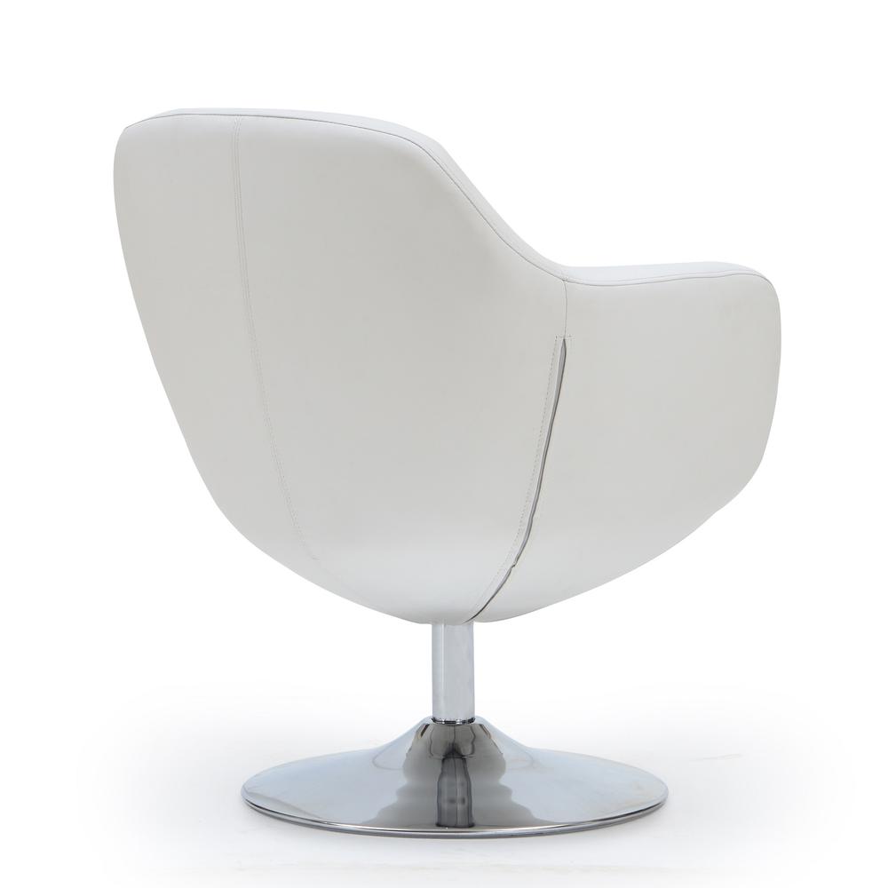 Caisson Faux Leather Swivel Accent Chair in White and Polished Chrome (Set of 2). Picture 4