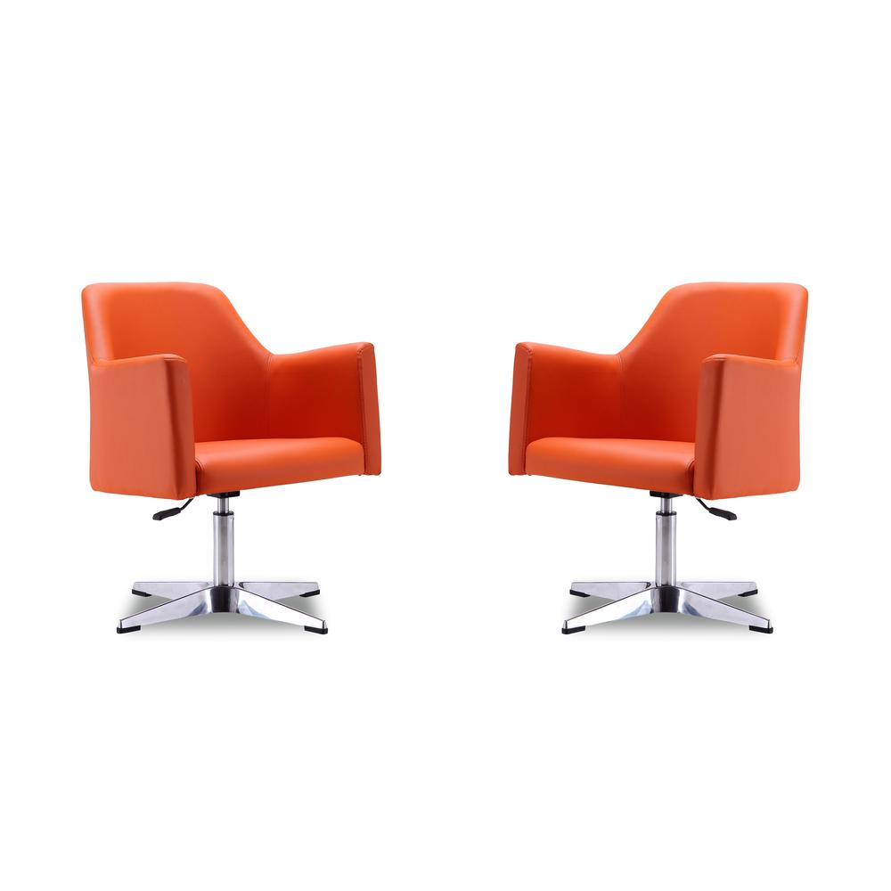 Pelo Adjustable Height Swivel Accent Chair in Orange and Polished Chrome. The main picture.