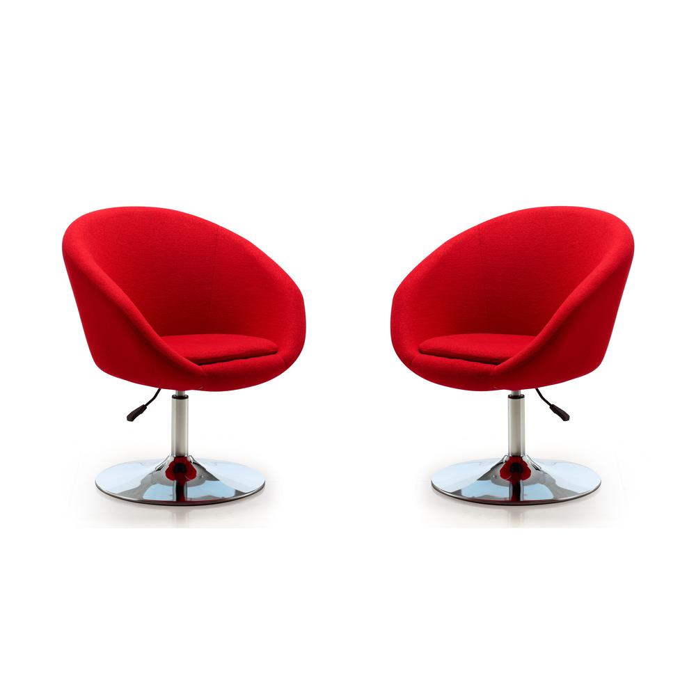 Hopper Swivel Adjustable Height Chair in Red and Polished Chrome (Set of 2). The main picture.