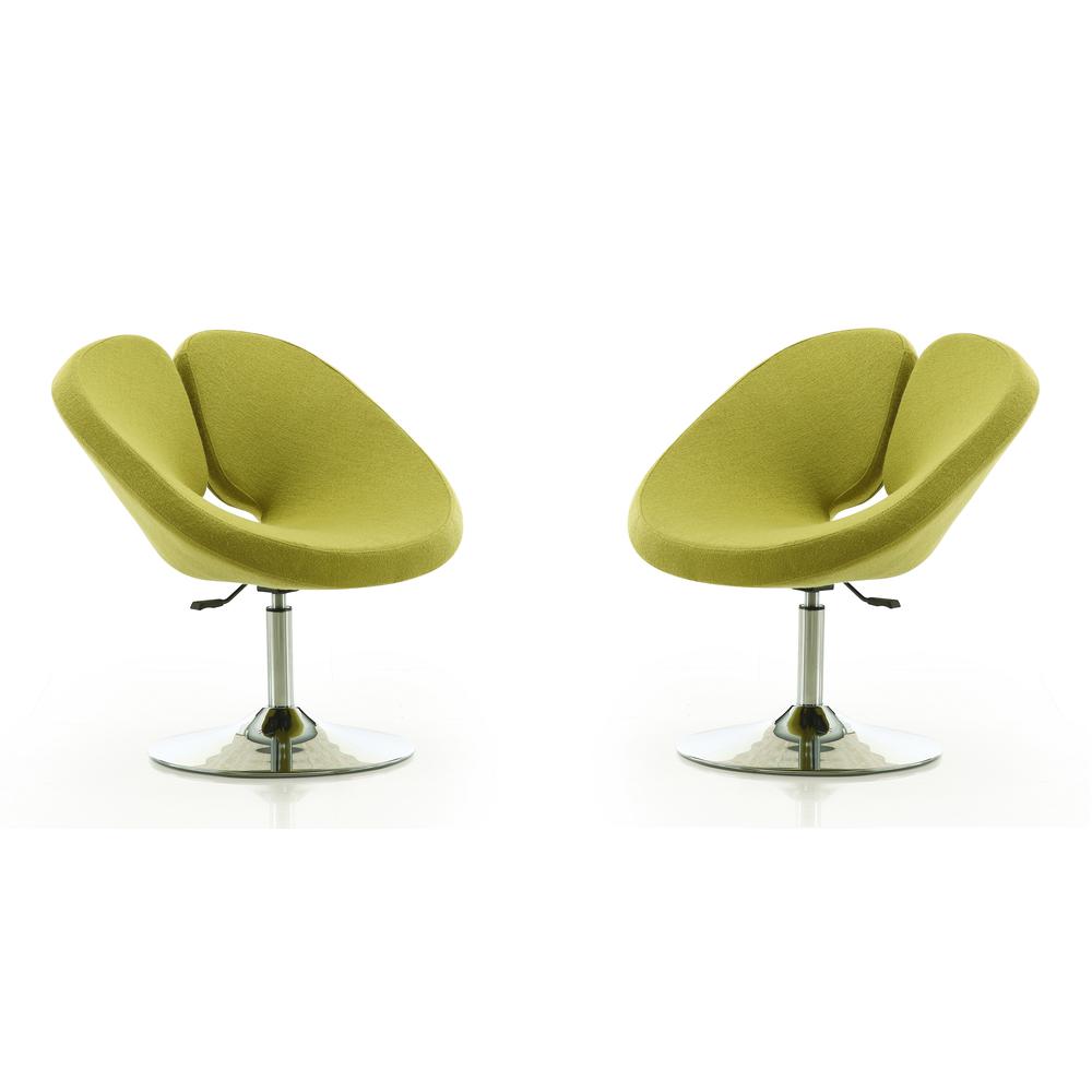 Perch Adjustable Chair in Green and Polished Chrome (Set of 2). Picture 1
