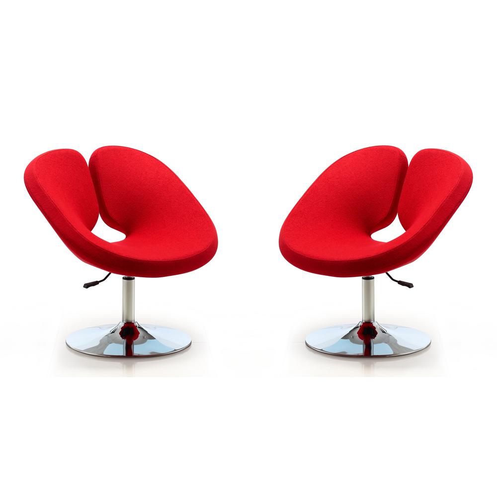 Perch Adjustable Chair in Red and Polished Chrome (Set of 2). Picture 1