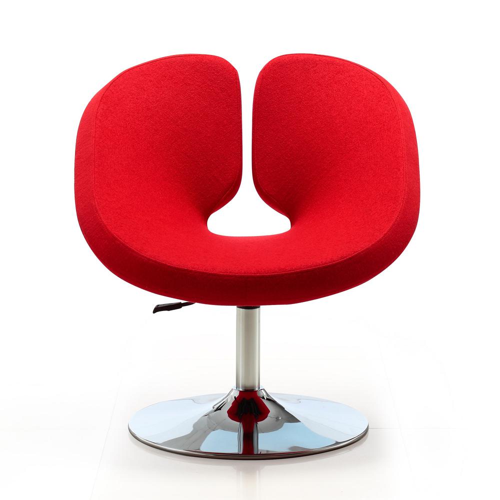 Perch Adjustable Chair in Red and Polished Chrome (Set of 2). Picture 4