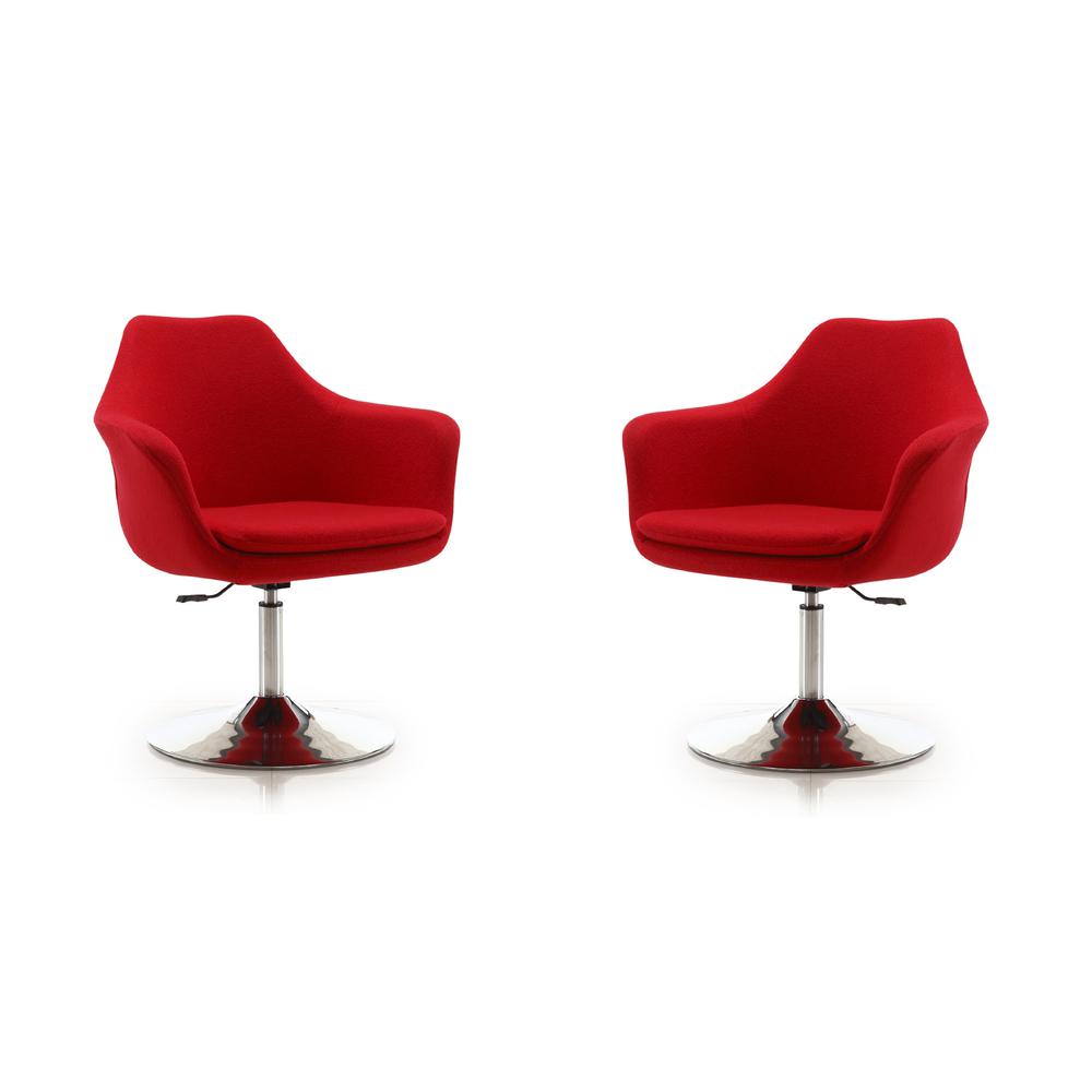 Kinsey Adjustable Height Swivel Accent Chair in Red and Polished Chrome (Set of 2). The main picture.