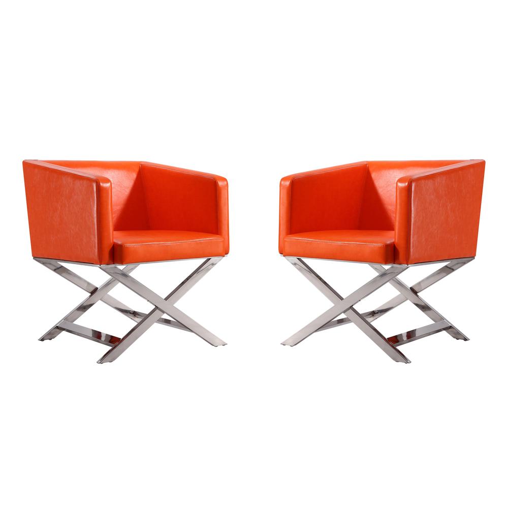 Hollywood Lounge Accent Chair in Orange and Polished Chrome. The main picture.