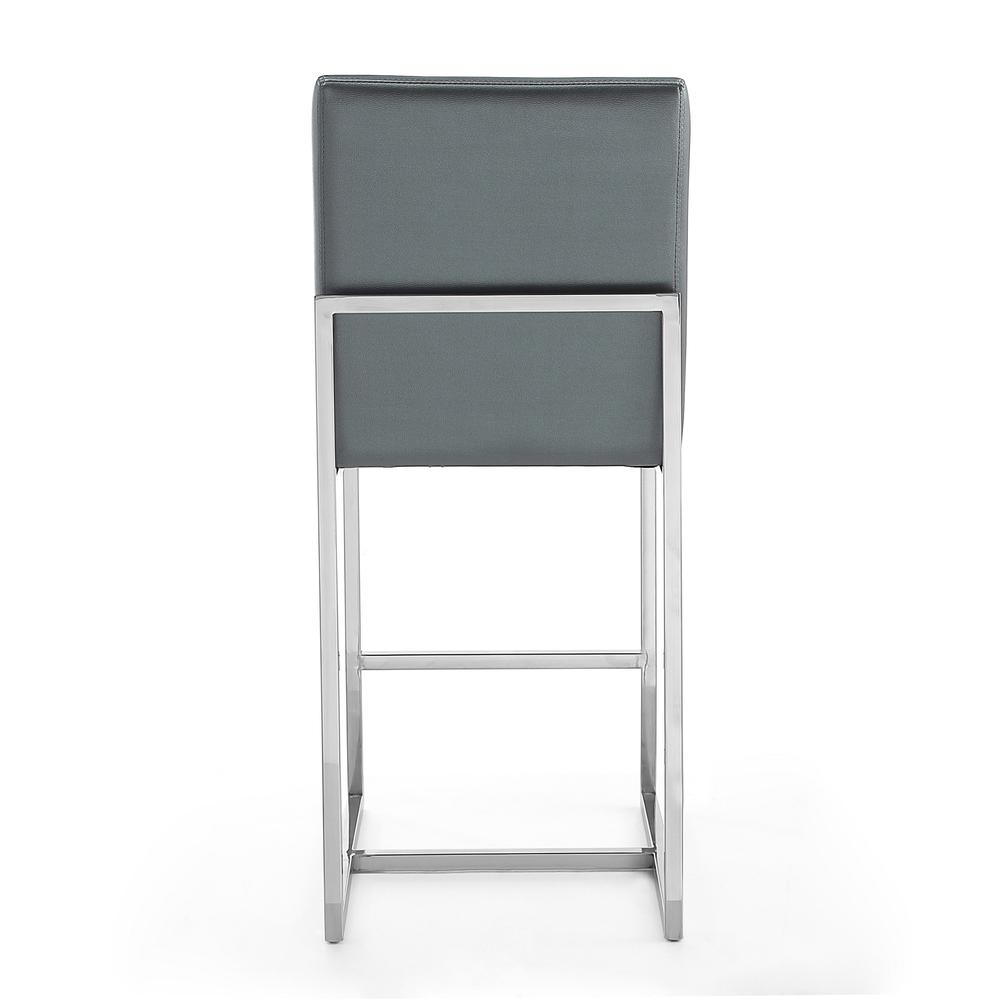 Element 24" Faux Leather Counter Stool in Graphite and Polished Chrome (Set of 2). Picture 7